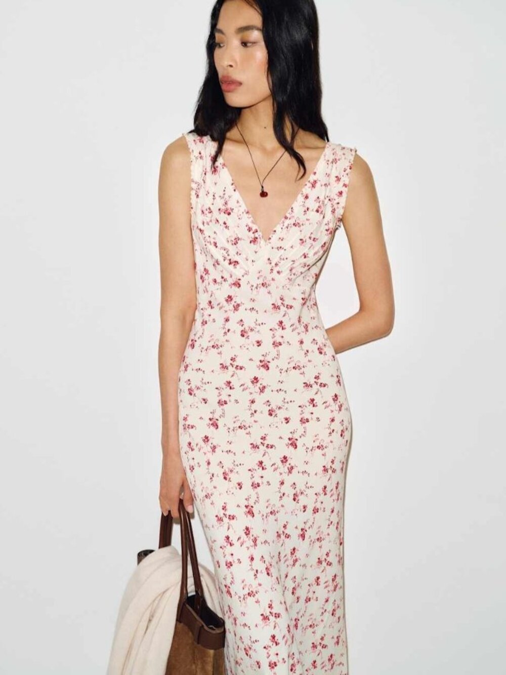 NEW Reformation Anna-Claire Midi V-neck Dress Rosalie White Floral | size S